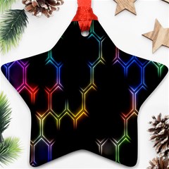 Grid Light Colorful Bright Ultra Ornament (star) by Mariart