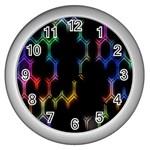 Grid Light Colorful Bright Ultra Wall Clocks (Silver)  Front