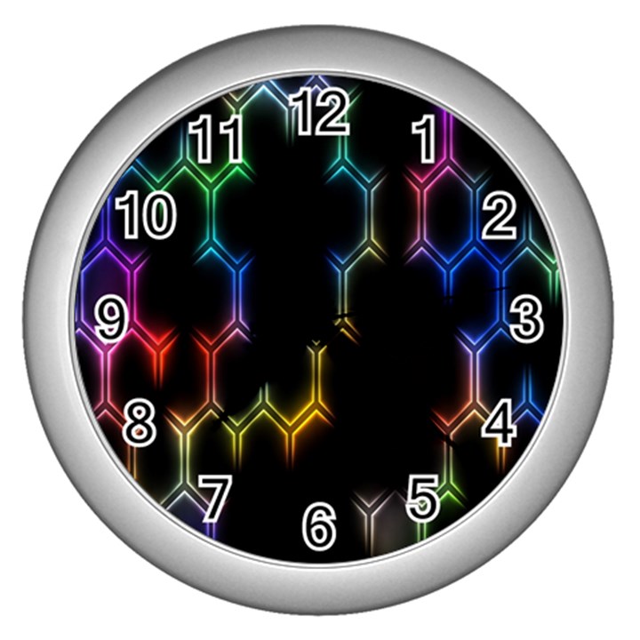 Grid Light Colorful Bright Ultra Wall Clocks (Silver) 