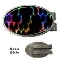 Grid Light Colorful Bright Ultra Money Clips (oval)  by Mariart