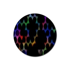 Grid Light Colorful Bright Ultra Rubber Coaster (round) 