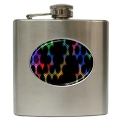 Grid Light Colorful Bright Ultra Hip Flask (6 Oz) by Mariart