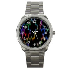 Grid Light Colorful Bright Ultra Sport Metal Watch by Mariart