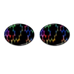 Grid Light Colorful Bright Ultra Cufflinks (oval) by Mariart