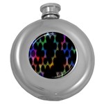 Grid Light Colorful Bright Ultra Round Hip Flask (5 oz) Front