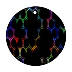 Grid Light Colorful Bright Ultra Round Ornament (two Sides)