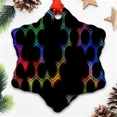 Grid Light Colorful Bright Ultra Snowflake Ornament (two Sides)