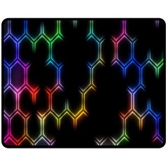 Grid Light Colorful Bright Ultra Double Sided Fleece Blanket (medium) 