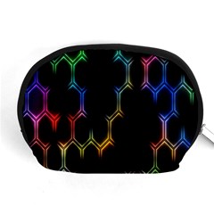 Grid Light Colorful Bright Ultra Accessory Pouches (medium)  by Mariart