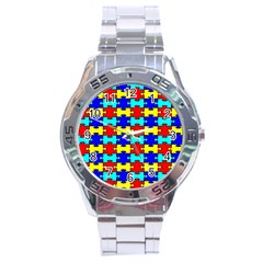 Game Puzzle Stainless Steel Analogue Watch