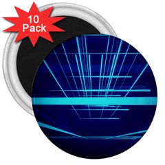 Grid Structure Blue Line 3  Magnets (10 Pack)  by Mariart