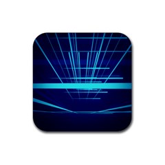 Grid Structure Blue Line Rubber Coaster (square) 