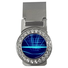 Grid Structure Blue Line Money Clips (cz) 