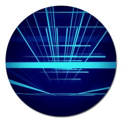 Grid Structure Blue Line Magnet 5  (round)