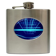 Grid Structure Blue Line Hip Flask (6 Oz)