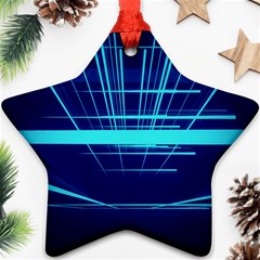 Grid Structure Blue Line Star Ornament (two Sides)