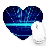 Grid Structure Blue Line Heart Mousepads Front