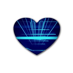 Grid Structure Blue Line Rubber Coaster (heart) 