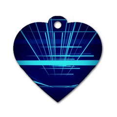 Grid Structure Blue Line Dog Tag Heart (one Side)