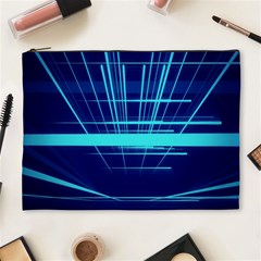 Grid Structure Blue Line Cosmetic Bag (xl) by Mariart