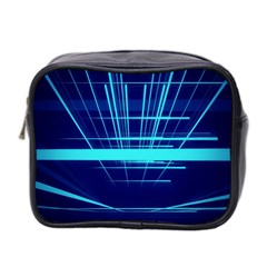 Grid Structure Blue Line Mini Toiletries Bag 2-side by Mariart