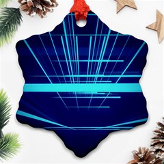 Grid Structure Blue Line Snowflake Ornament (two Sides)