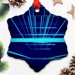 Grid Structure Blue Line Snowflake Ornament (Two Sides) Front