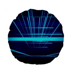 Grid Structure Blue Line Standard 15  Premium Round Cushions by Mariart