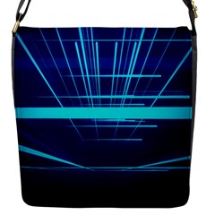 Grid Structure Blue Line Flap Messenger Bag (s)