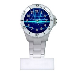 Grid Structure Blue Line Plastic Nurses Watch