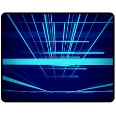 Grid Structure Blue Line Double Sided Fleece Blanket (medium) 