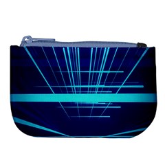 Grid Structure Blue Line Large Coin Purse by Mariart