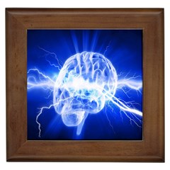 Lightning Brain Blue Framed Tiles by Mariart