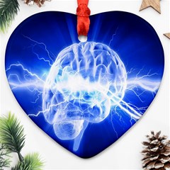 Lightning Brain Blue Ornament (heart)