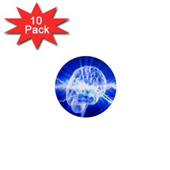 Lightning Brain Blue 1  Mini Magnet (10 Pack)  by Mariart