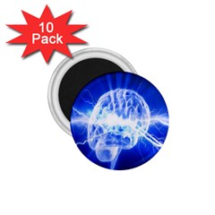 Lightning Brain Blue 1 75  Magnets (10 Pack)  by Mariart