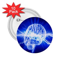 Lightning Brain Blue 2 25  Buttons (10 Pack)  by Mariart