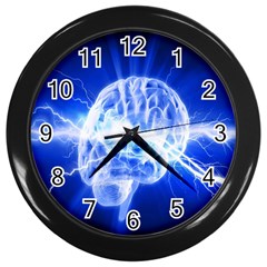 Lightning Brain Blue Wall Clocks (black)