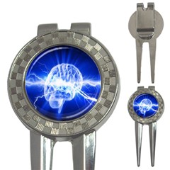 Lightning Brain Blue 3-in-1 Golf Divots