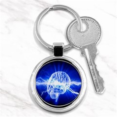 Lightning Brain Blue Key Chains (round)  by Mariart