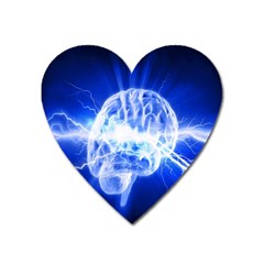 Lightning Brain Blue Heart Magnet by Mariart