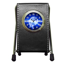 Lightning Brain Blue Pen Holder Desk Clocks