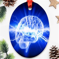 Lightning Brain Blue Oval Ornament (two Sides) by Mariart