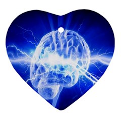 Lightning Brain Blue Heart Ornament (two Sides)