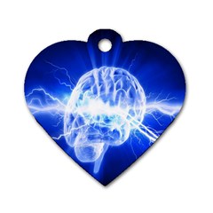 Lightning Brain Blue Dog Tag Heart (two Sides) by Mariart