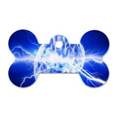 Lightning Brain Blue Dog Tag Bone (two Sides)