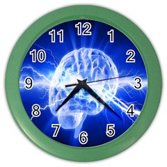 Lightning Brain Blue Color Wall Clocks