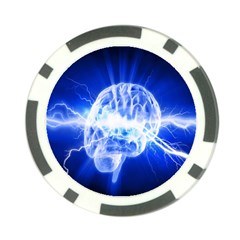 Lightning Brain Blue Poker Chip Card Guard