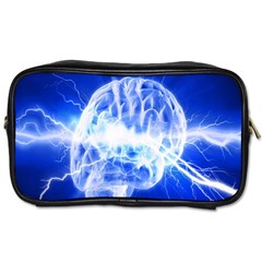 Lightning Brain Blue Toiletries Bags 2-side by Mariart