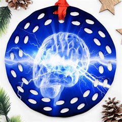 Lightning Brain Blue Ornament (round Filigree)